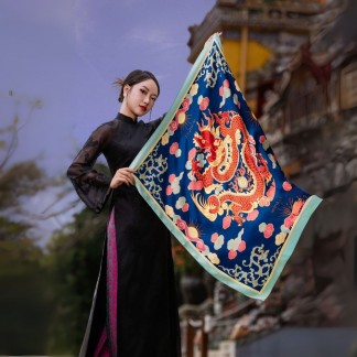 Silk scarf with "Dragon Cloud" pattern